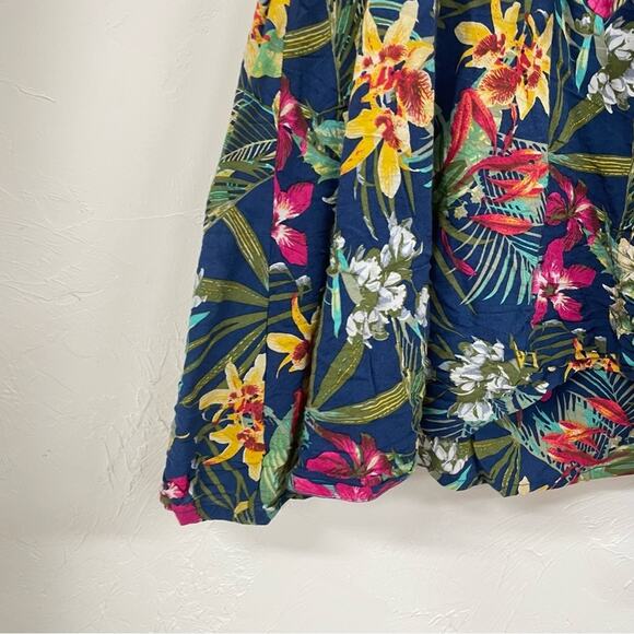 ModCloth Blue Tropical Floral Wrap Style Midi Skirt Womens 3X Bright Beachy - Picture 2 of 10